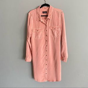 Parasuco Womens Muted Pink Tencel Lyocell Longline Button Down Blouse Size XL